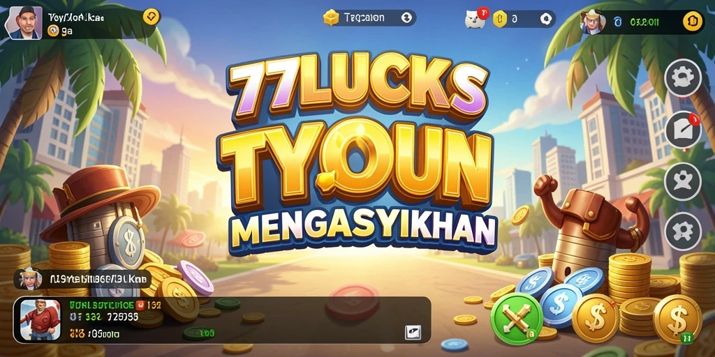 Screenshot gameplay Tycoon 77LUCKS dengan grafis menarik.