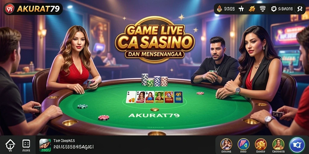 Tampilan gameplay Live Casino di AKURAT79 dengan dealer langsung.