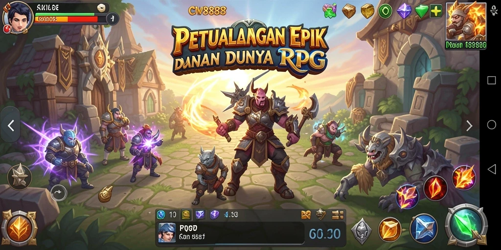 Screenshot menunjukkan aksi seru dalam gameplay RPG CW8888.