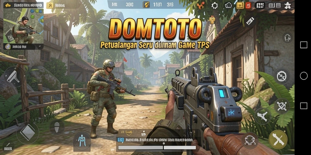 Screenshot utama <strong>DOMTOTO</strong> menampilkan aksi gameplay yang penuh ketegangan.