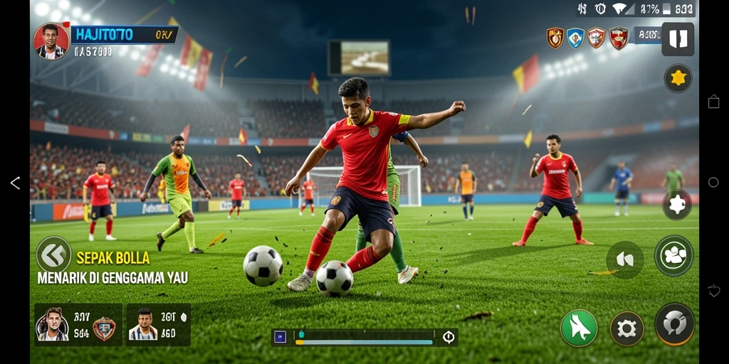 Tampilan gameplay menarik dari HAJITOTO yang menampilkan aksi sepak bola seru.