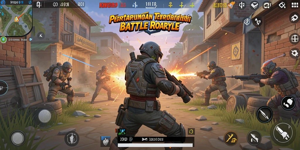 Gameplay KNO89 yang seru dan mengasyikkan dalam pertarungan Battle Royale.