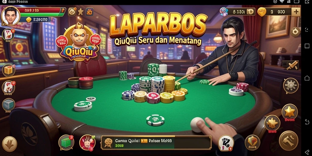 Screenshot utama LAPARBOS menampilkan aksi intens permainan QiuQiu.