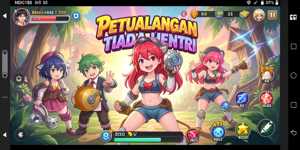 Tampilan gameplay MDG188 yang penuh aksi dan karakter anime.