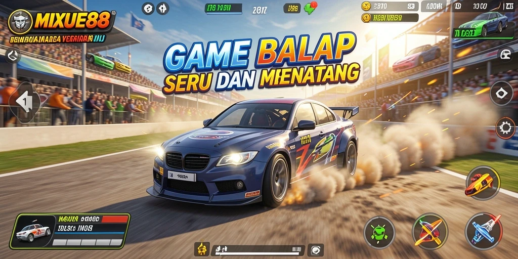 Tampilan gameplay Racing MIXUE88 yang mendebarkan dan penuh aksi.