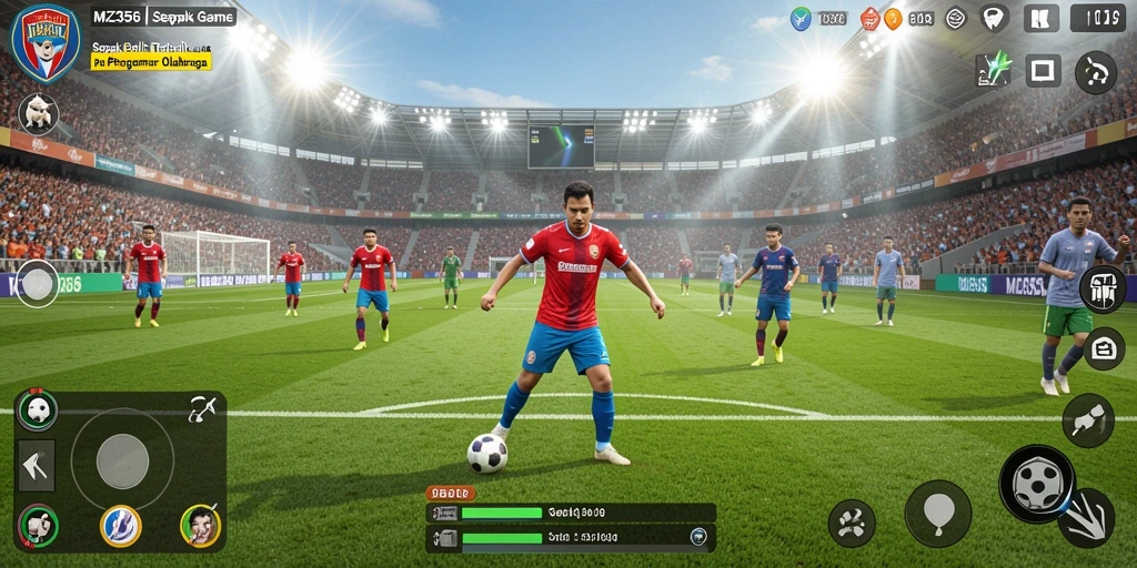 Screenshot MZ356 menampilkan pertandingan sepak bola yang mendebarkan.