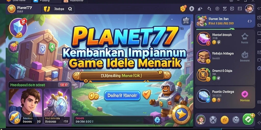 Tampilan gameplay <strong>PLANET77</strong> dengan elemen Idle yang menarik.