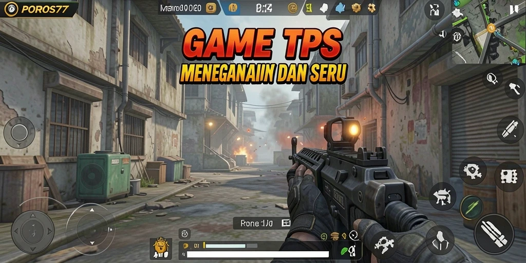 Screenshot gameplay <strong>POROS77</strong> menunjukkan aksi menegangkan dalam mode TPS.