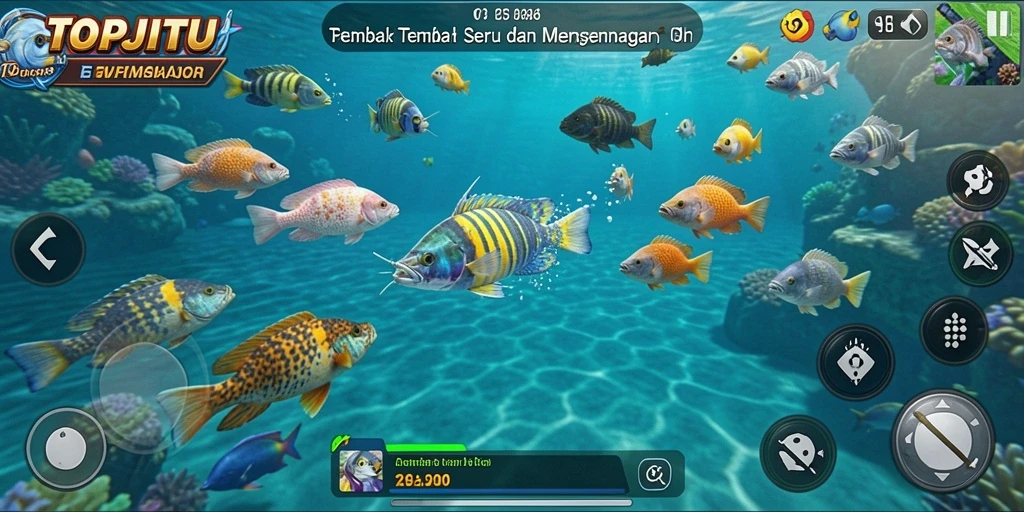 Screenshot gameplay Tembak Ikan pada TOPJITU yang menegangkan.
